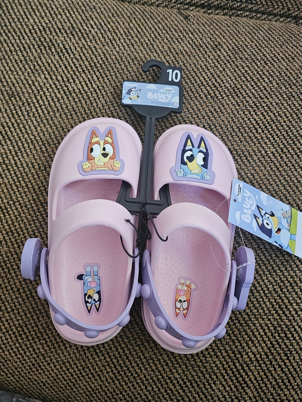 Kids' Pink Bluey And Bingo Character Clog Sandals with Lilac Strap - Size 10